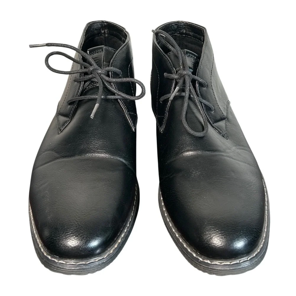 London Fog Mens Blackburn Boots Black Chukka Lace Up Memory Foam Size 10M